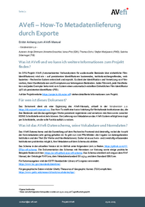 AVefi – How-To Metadatenlieferung durch Exporte - Vorabversion 1.0 (25.02.2025)