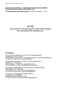 Umfassender Auszug des Projektantrags für "AV-EFI" - eingereicht am 5.8.2022