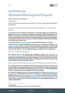 AVefi – How-to Metadatenlieferung durch Exporte - Vorabversion 1.2 (Stand 18.03.2026)