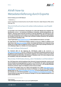 AVefi – How-to Metadatenlieferung durch Exporte - Vorabversion 1.1 (Stand 01.10.2025)